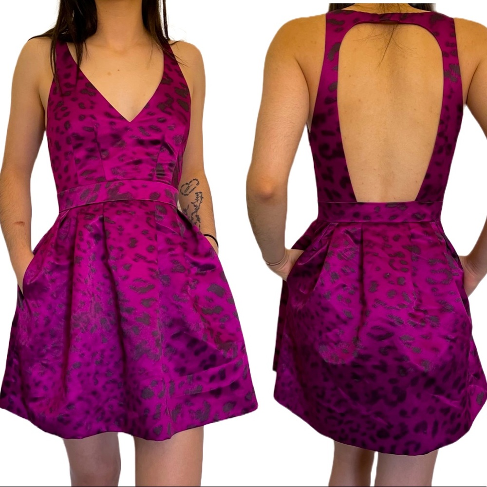 Jay Godfrey Purple Animal Print Fit & Flare Dress 2